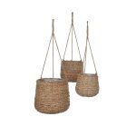 3 cache - pots suspendu en jonc de mer marron clair h90 3 cache - pots suspendu en jonc de mer marron clair h90