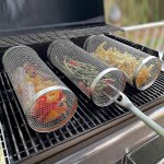 (3 pices - 20 cm) grille de cuisson pour barbecue en acier inoxydable, grille ronde pour feu de camp, ...