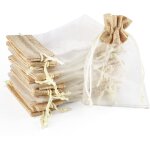 30 sachets en organza avec toile de jute sachets 10x15cm pochettes cadeau en organza avec cordon de serrage ...