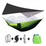300kg portable double camping hamac parachute tissu avec moustiquaire, vert
