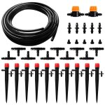 33 pi�ces 4 / 6 mm kit d'irrigation goutte, 5m tuyau d'irrigation, systeme irrigation, avec raccords ...