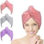 3pcs séchage serviettes, super absorbant en microfibre serviette pour cheveux turban avec bouton de design ... 3pcs séchage serviettes, super absorbant en microfibre serviette pour cheveux turban avec bouton de design ...