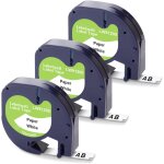 3x compatible pour dynmo 12mm x 4m 91220 91200 s0721510 ruban pour etiqueteuse noir sur blanc compatible ...