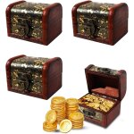 4 pices coffre au trsor en bois, petit coffre trsor rtro, mini coffre au tresor, coffre au trsor, ...