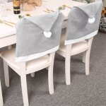 4 pices de dcoration de housses de chaise de nol, chapeau de pre nol, chaise flocon de neige, casquette ...