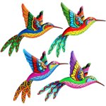 4 pices jardin mur art extrieur, dcoration de clture en mtal, colibri jardin mur ornement sculpture ...