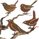 4 pices oiseaux rouill avec filetage  vis statues oiseaux mtal aspect rouill dcoration de jardin ...