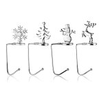 4 pices porte - chaussette de nol en mtal, arbre de nol, flocon de neige, porte - chaussette dcoratif, ...