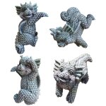 4 pi�ces de statues de dragon pour b�b�, d�cor de jardin en r�sine de dragon, pendentif de pot de fleur, ...