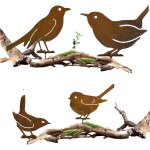 4er rusty effect metal bird garden decor outdoor stake rusty birds decorative rusty garden stake figurines ...
