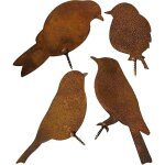4pcs oiseaux pour arbre - d�coration de jardin en m�tal - patine rouille naturelle,