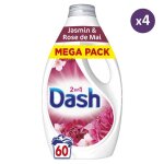 4x60 lavages jasmin et rose de mai - lessive liquide - dash