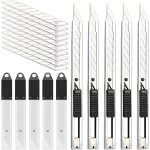5 cutter + 50 lame de rechange pour cutter 9mm snap off lames de 30 degrs slim gaine en acier inoxydable ...