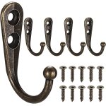 5 pcs crochet mural, patre porte manteau murale en bronze, patre murale, crochets muraux patre avec ...