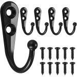 5 pcs crochet mural, patre porte manteau murale, noir patre murale, crochets muraux patre avec vis, ...