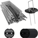 50 x mulch cloth fixing pegs with 50 sardine washers, 10 cm galvanised steel garden pegs, canvas mulching ...