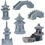 6 pagode statue de jardin miniature style zen lanterne chinoise miniature pont de la tour statue de jardin ...
