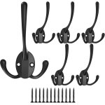 6 pices patre patere porte manteau mural, crochets trois porte manteau avec vis pour serviette mural ...