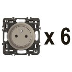 6 prises de courant 2 ports avec terre legrand cliane titanium
