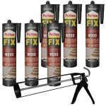 6x pattex fix wood 385g adhésif d'assemblage + pistolet à colle skeleton squeezer 6x pattex fix wood 385g adhésif d'assemblage + pistolet à colle skeleton squeezer