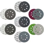 70 pices disques de ponage 125mm velcro, papier de verre humide et sec, grain 400 - 3000, 8 trous, ...