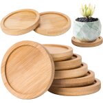 8 pieces soucoupe plateau plantes ronde, soucoupes en bambou diam�tre ext�rieur 6. 5 cm, plantes plateaux ...