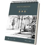 A4 carnet de croquis 100g - bloc a dessin a spirale avec pages perfores et sans acide - pour crayon, ...