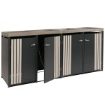 Abri pour 4 poubelles avec bac a plantes coffre poubelles 125 x 260 x 84 cm en m�tal anthracite aspect ...