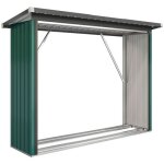 Abri - b�ches plancher sur�lev� toit inclin� acier galvanis� vert