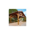 Abri deux pentes faitage d�cal�, 500cmx400cm, bois douglas fran�ais, carport, auvent, abri voiture