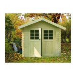 Abri de jardin en bois lannion autoclave vert 28 mm 2, 98 x 2, 98 m