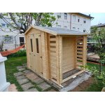Abri de jardin en bois et range bches extrieur avec sol trait timbela m386c + m386g - stockage extrieur ...