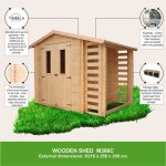 Abri de jardin en bois et range bches extrieur timbela m386c - stockage extrieur i206xl272xh218 cm ...