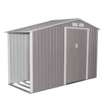 Abri de jardin avec abri b�ches 3, 53 m en acier gris ventoux