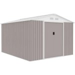 Abri de jardin en métal 8, 84 m - kit d'ancrage inclus - taupe Abri de jardin en métal 8, 84 m - kit d'ancrage inclus - taupe