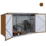 Abri de jardin en m�tal effet bois verrouillable multi - rangement pour stockage v�los, outils, poubelles ...