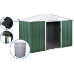 Abri de jardin m�tal -  rosas   - 7, 06 m avec r�cup�rateur d'eau et goutti�re - vert