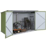 Abri de jardin en m�tal vert olive verrouillable multi - rangement pour stockage v�los, outils, poubelles ...