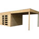 Abri de jardin avec terrasse tarento - bois massif 19mm - 292x290cm