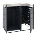 Abris poubelle 1 pice avec stockage de bois de chauffage et bac a fleurs verrouillable 125 x 130 x 80 ...