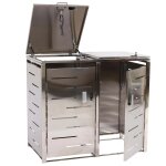 Abris poubelles 2 compartiments conteneur capacit� de 80 a 120 litres 103x115x63 cm acier inoxydable ...