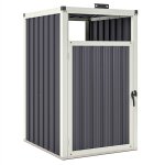 Abri poubelle - cache poubelle - 240l - porte, couvercle - t�le acier ondul� blanc gris