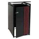 Abri pour poubelle coffre pour poubelle avec couvercle 122 x 68 x 84 cm en m�tal anthracite aspect bois ...