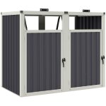 Abri poubelles double - cache poubelles 2 x 240l - portes, couvercles - t�le acier ondul� blanc gris