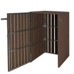 Abri de poubelles extrieur conteneurs a ordures jusqu' 2 bacs mtal aspect bois marron 115x77x97 cm ...