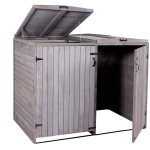 Abri de poubelles ext�rieur conteneurs a ordures jusqu'� 4 bacs 126x158x98 cm en bois certifi� fsc gris ...