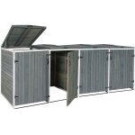 Abris de poubelles ext�rieur conteneurs a ordures jusqu'� 8 bacs avec couvercle 126x316x98 cm bois certifi� ...