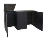 Abri de poubelles ext�rieur conteneurs a ordures avec couvercle jusqu'� 3 bacs en poly rotin noir 3x120 ...