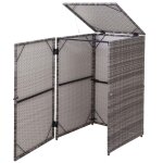 Abri de poubelle extérieur conteneur a ordures en rotin poly gris 120 litres 04 0002859 Abri de poubelle extérieur conteneur a ordures en rotin poly gris 120 litres 04 0002859