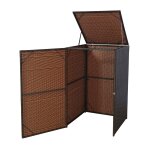 Abri de poubelle ext�rieur conteneur a ordures en rotin poly marron 120 litres 04 0002858